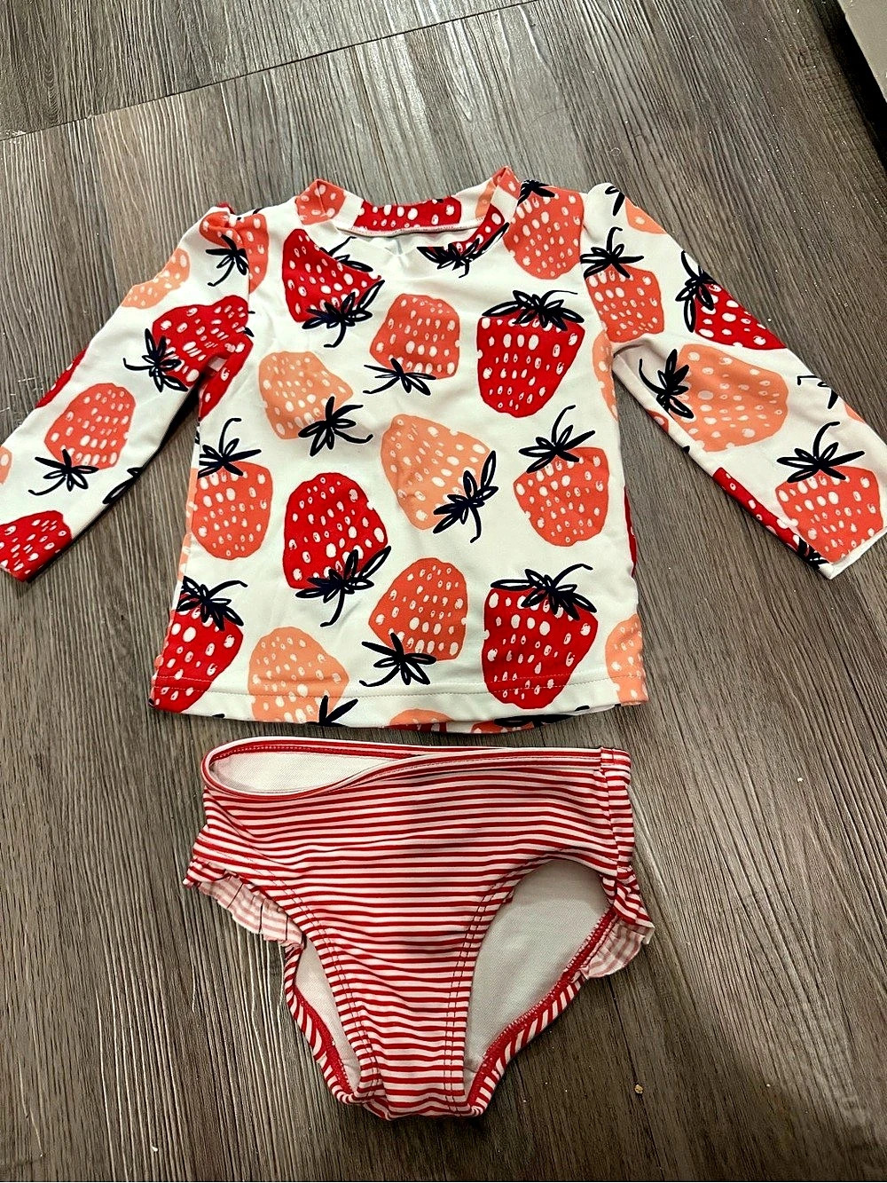 Just One You Girls Strawberry Print Swim Set Size 2T